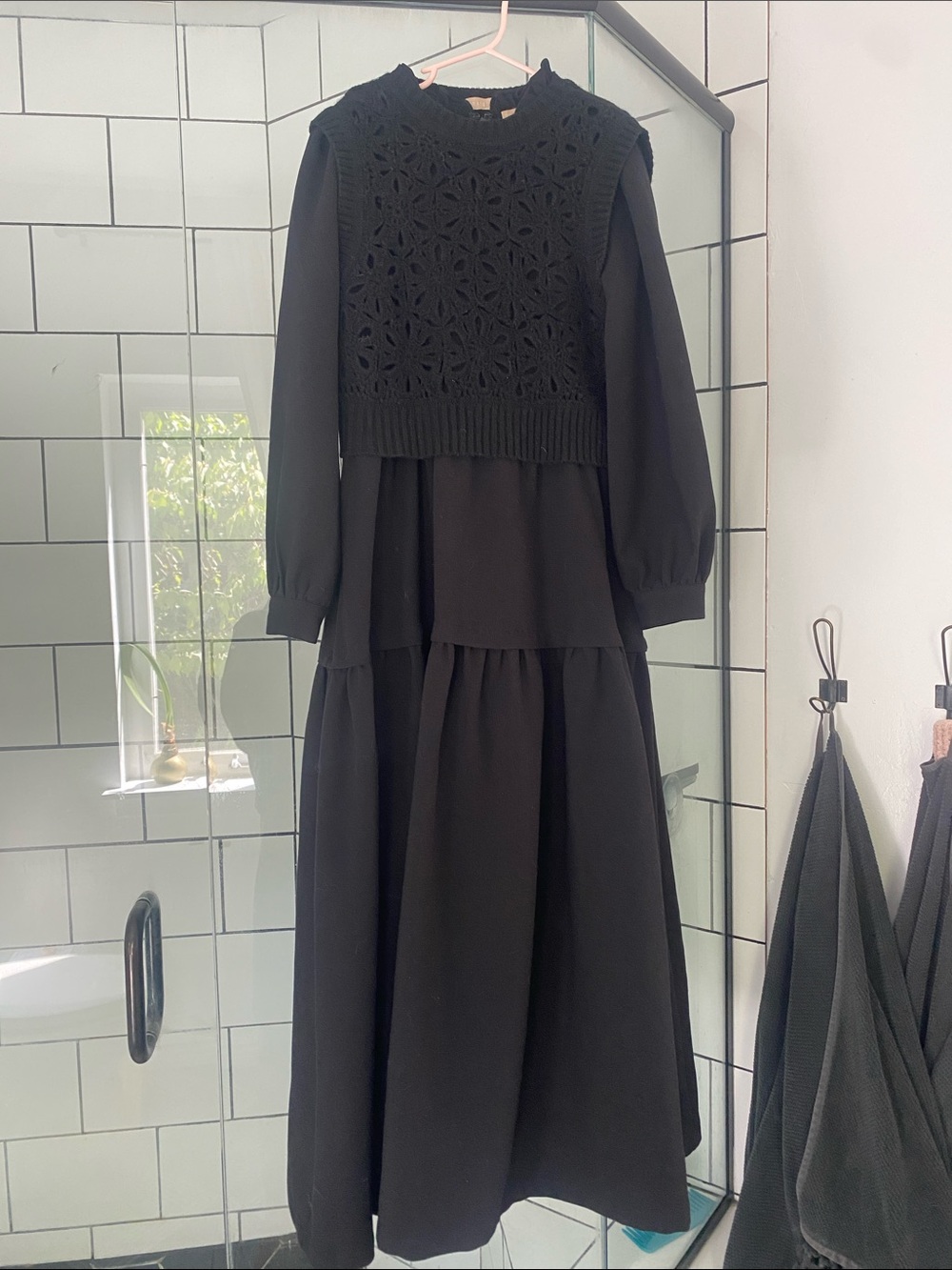 Prairie Black Faux Layer Dress